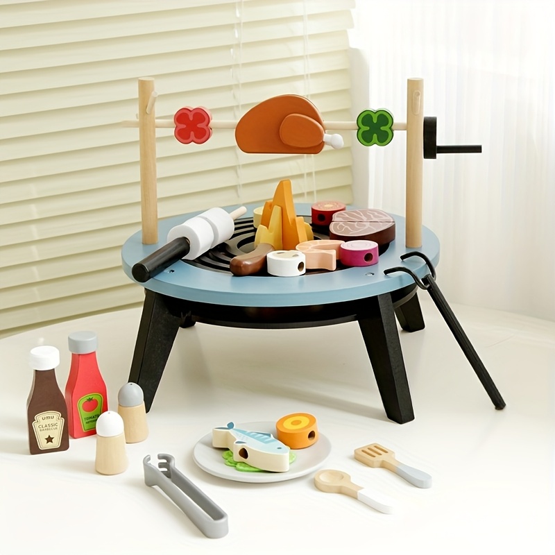 Kids Outdoor Wooden Playset - 어린이용 나무 바베큐 놀이 세트, 그릴