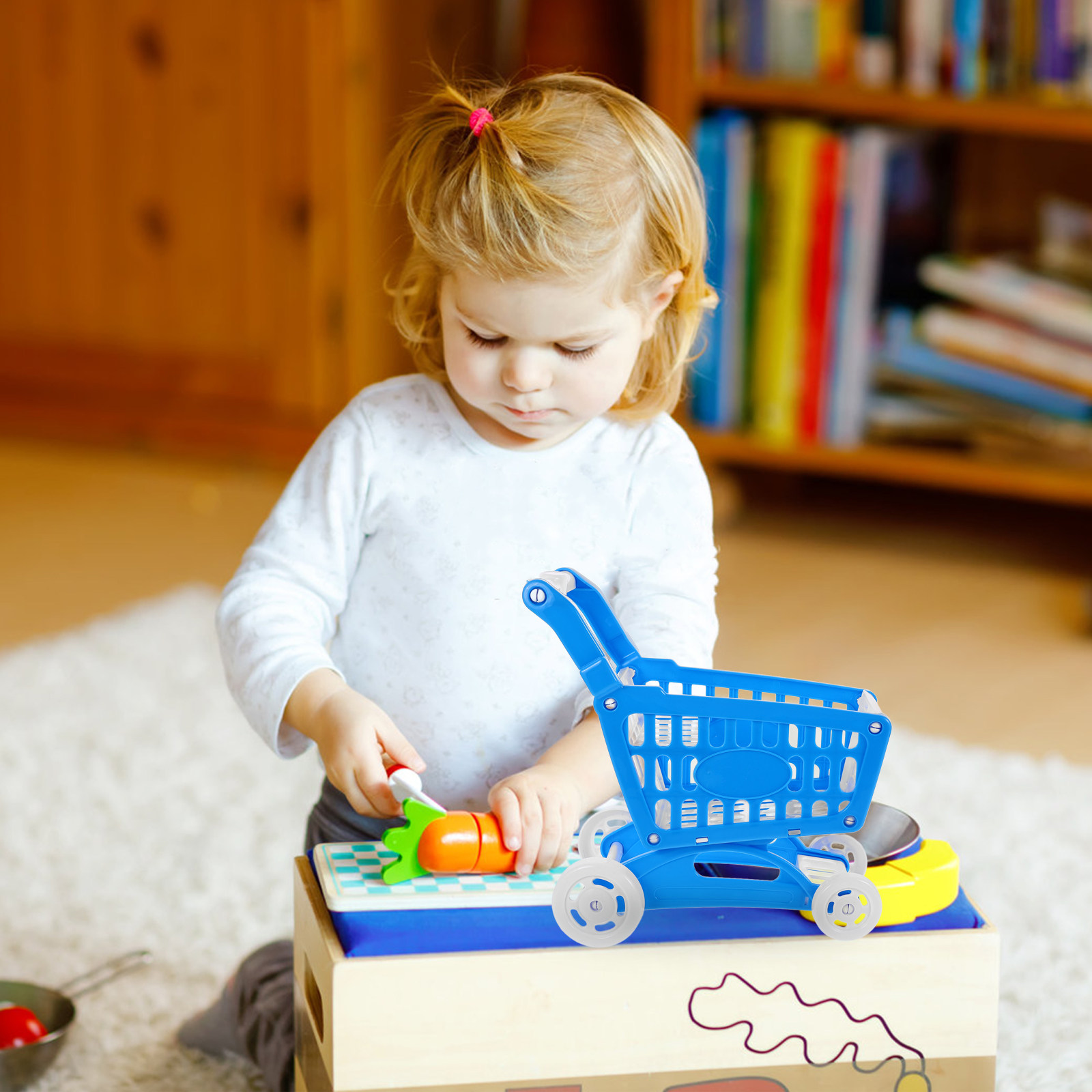 Kids Indoor Outdoor Cart - 어린이 유아용 가벼운 파란색 미니 쇼핑카트,