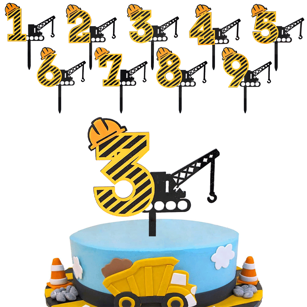 Kids Outdoor Digger - 건설 굴삭기 아크릴 케이크 토퍼 소년