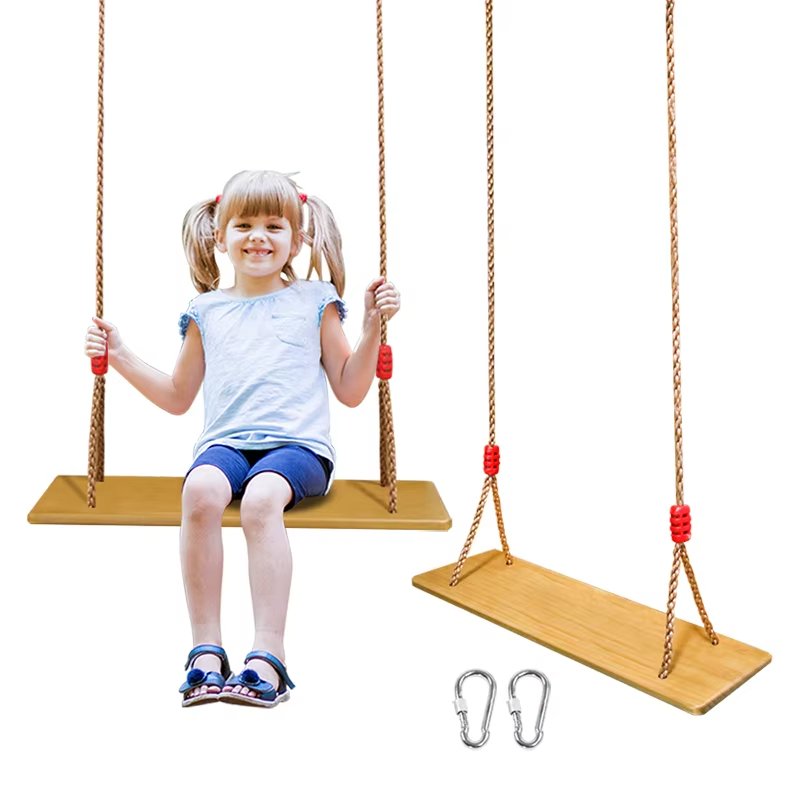 Kids Outdoor Swing Set - 나무 그네 시트 실내외 로프 나무