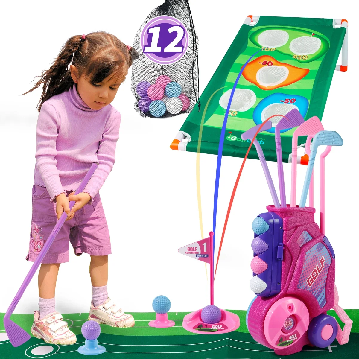Kids Indoor Outdoor Cart - MQUDUO 키즈 골프 클럽 세트(휴대용 가방