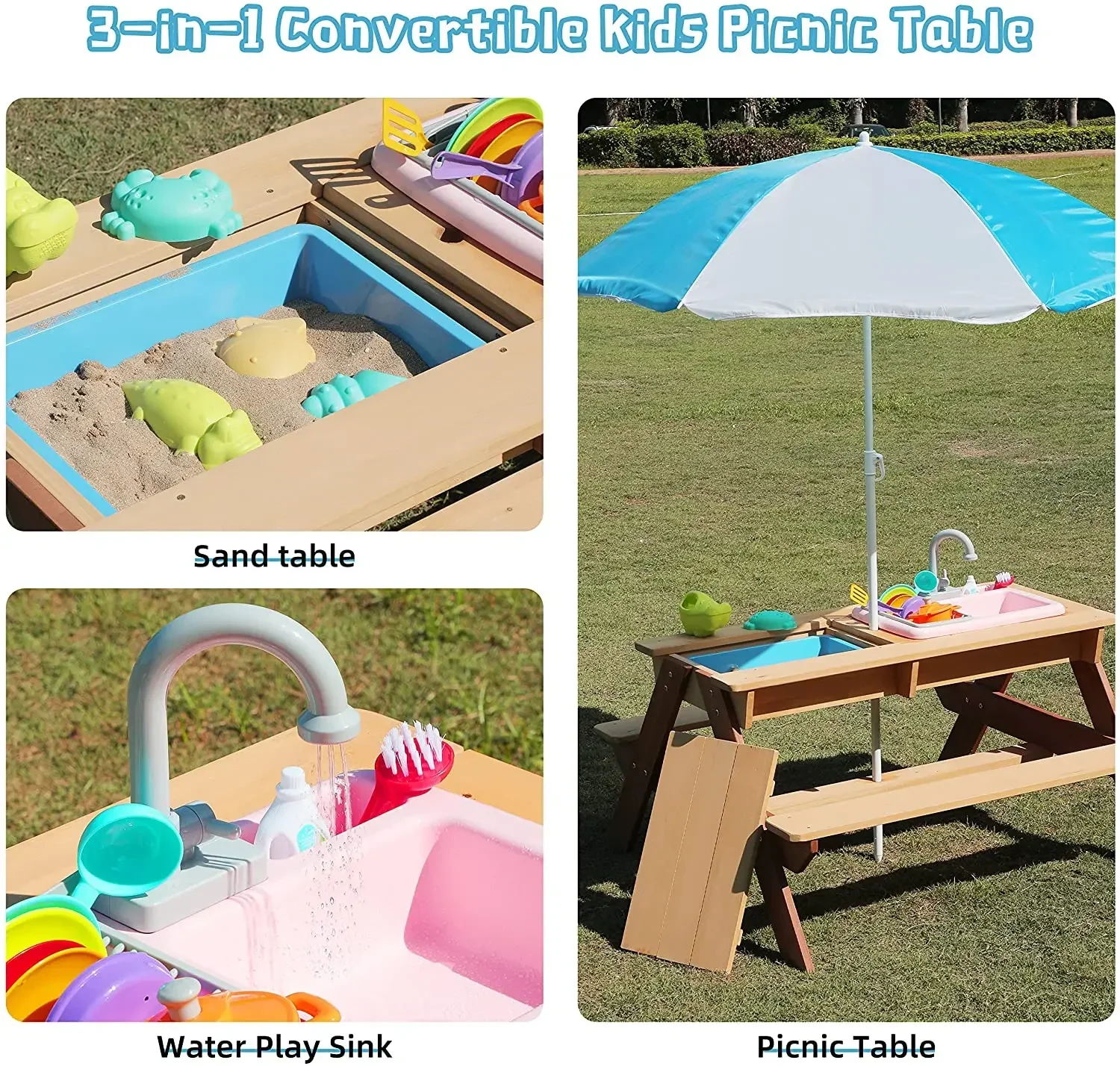 # 어린이 피크닉 테이블 야외 파티오 식탁 나무 활동  - Kids Outdoor Wooden Playset 리뷰 및 가격