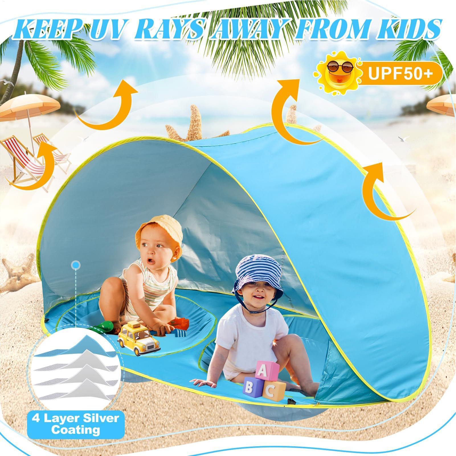 어린이용 비치 텐트 수영장 포함, 자외선 차단 햇빛 가 - Kids Outdoor Tent 리뷰 및 가격