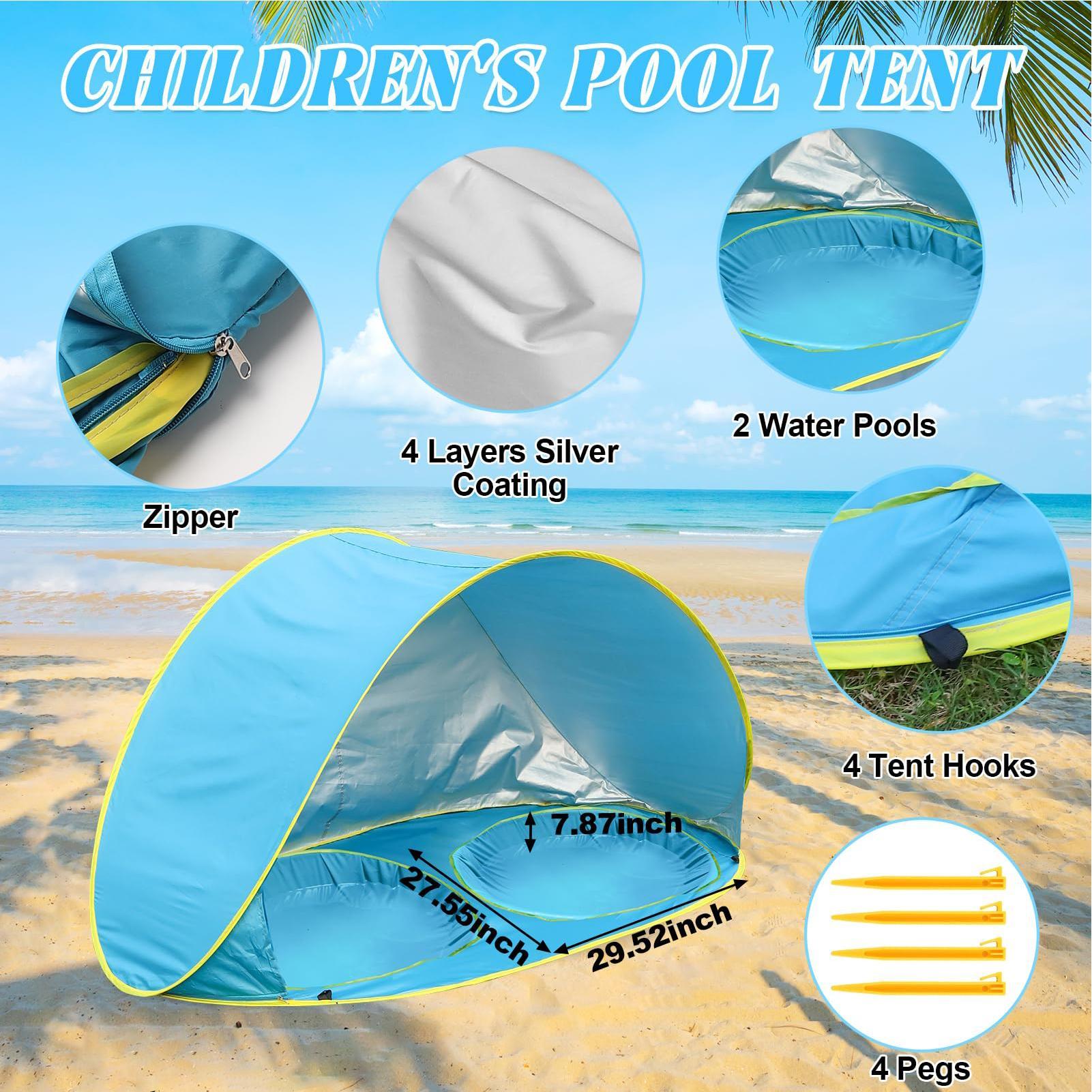 어린이용 비치 텐트 수영장 포함, 자외선 차단 햇빛 가 - Kids Outdoor Tent 리뷰 및 가격