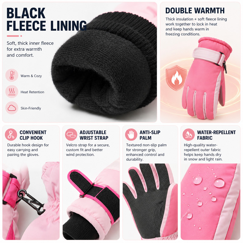 어린이 겨울 스키 장갑 방수 방풍 어린이 눈 장갑 소년 - Kids Outdoor Gloves 리뷰 및 가격