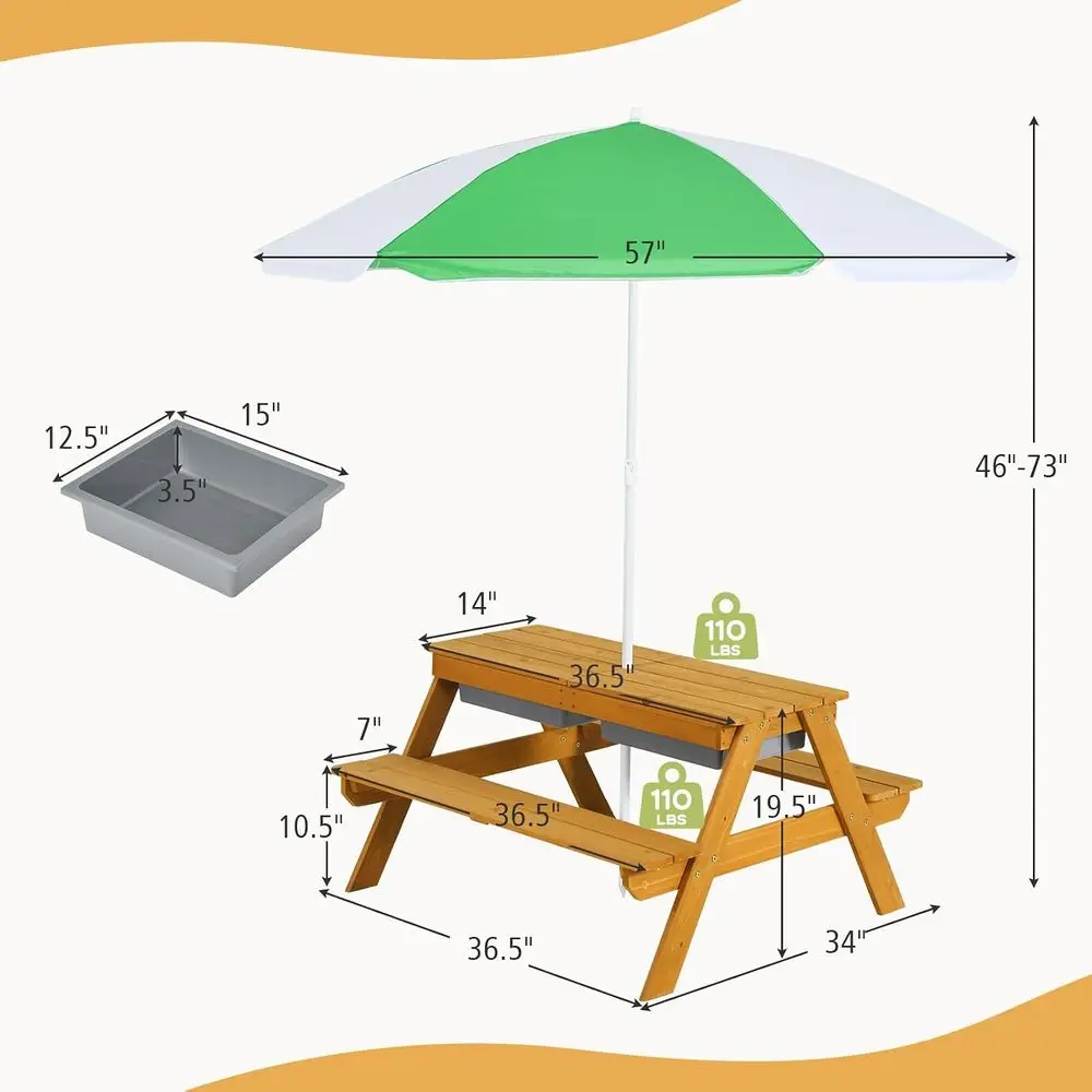 3-in-1 높이 조절 가능한 우산형 어린이 피크닉 테 - Kids Outdoor Activity Table 리뷰 및 가격