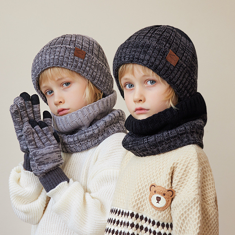 남아용 겨울 니트 장갑 모자 스카프, 야외 방풍 양털, - Kids Outdoor Gloves 리뷰 및 가격