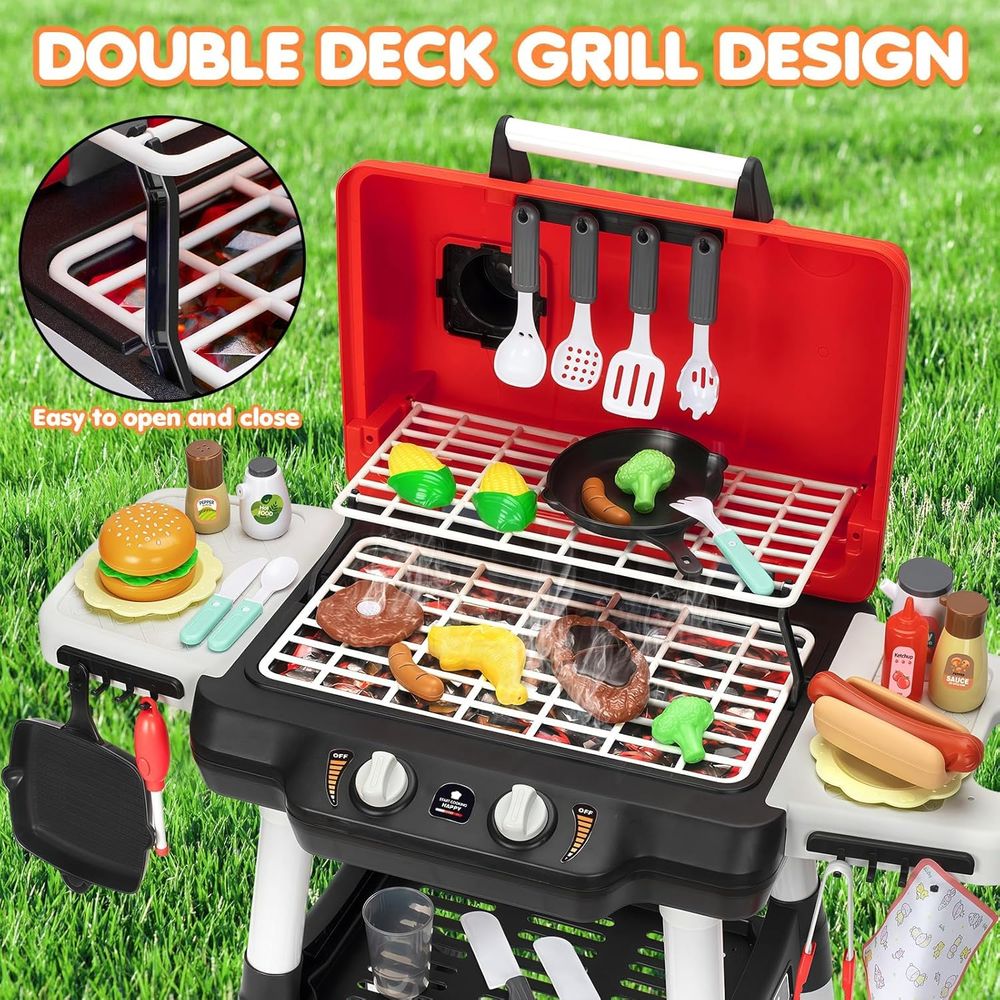 어린이용 주방놀이 장난감, 연기 소리와 조명이 있는 바 - Kids Outdoor Bbq 리뷰 및 가격