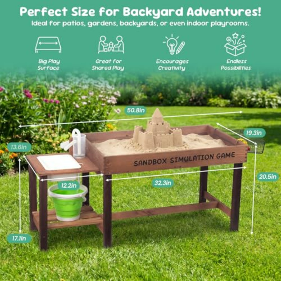 야외용 나무 모래놀이 테이블 (3~8세 어린이용), 천 - Kids Outdoor Activity Table 리뷰 및 가격
