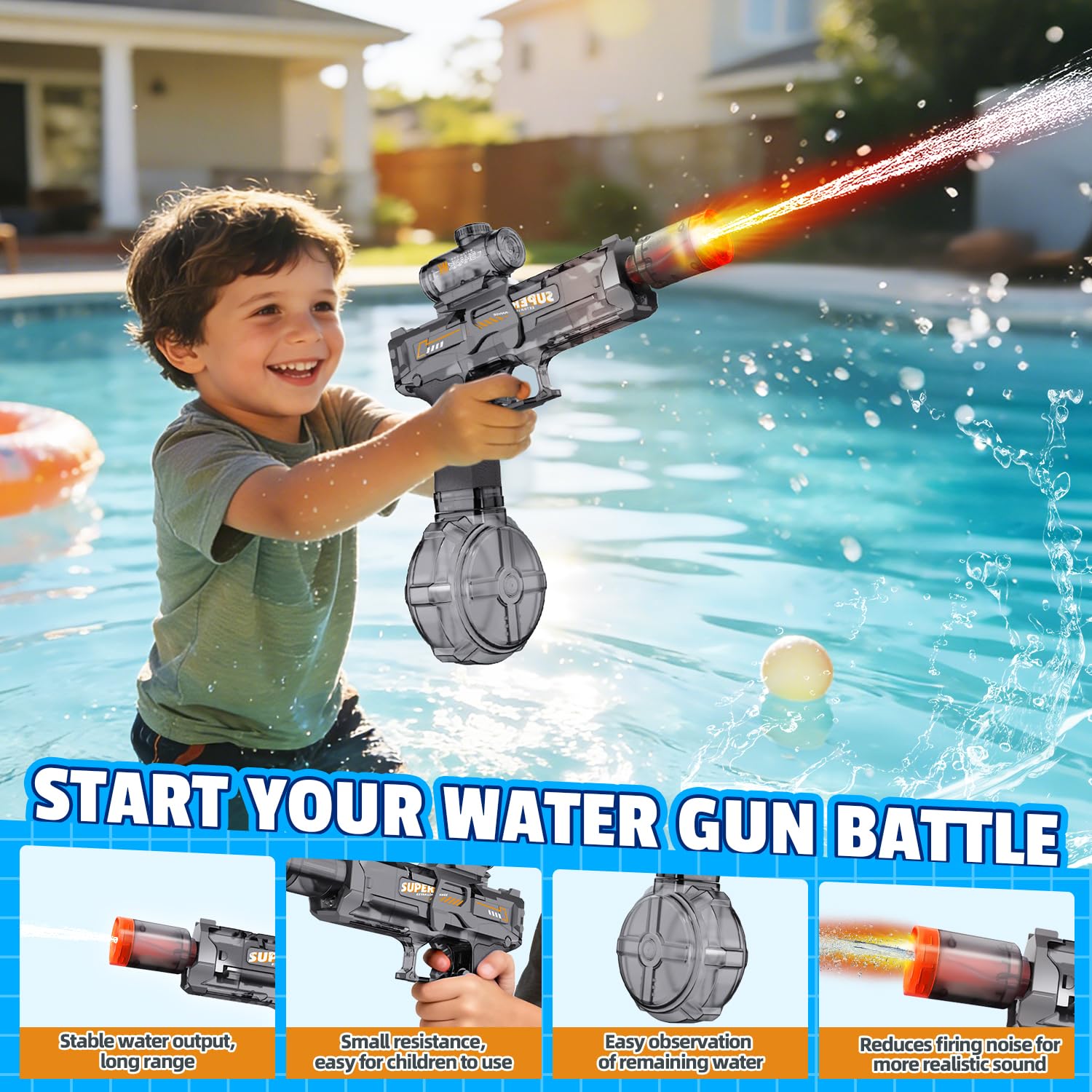 어린이 및 성인용 전동 물총, 조명이 있는 자동 물총, - Water Gun Soaker 리뷰 및 가격