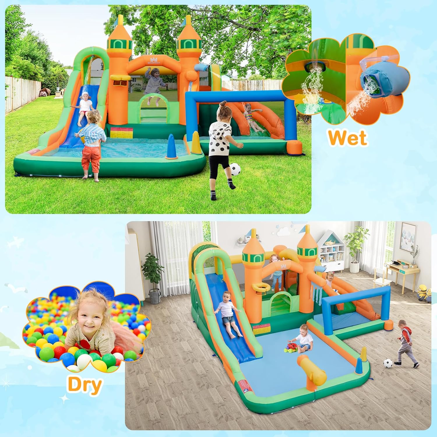 9-in-1 풍선형 워터파크 바운스 하우스 (듀얼 슬라 - Kids Outdoor Jumping 리뷰 및 가격